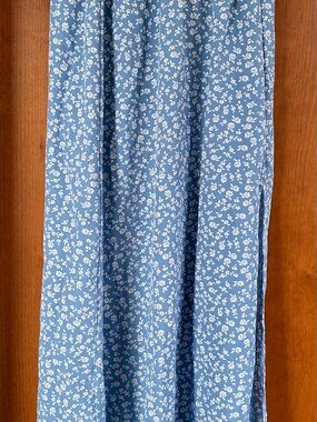 SHEIN Blue Maxi Skirt with White Floral Print
